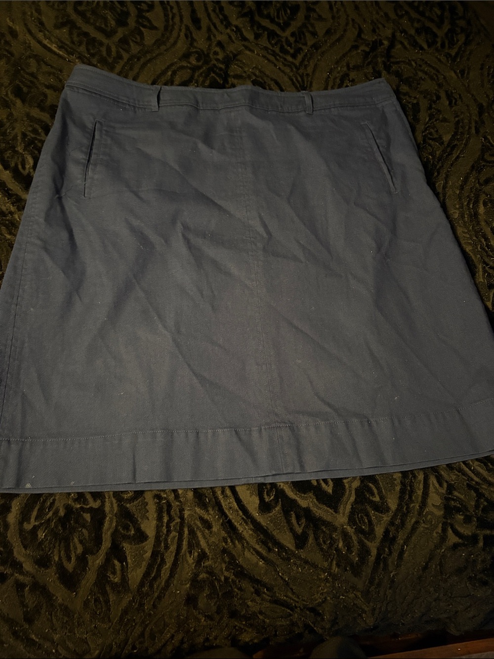 Talbots Navy A-Line Skirt with Subtle Pocket Detail